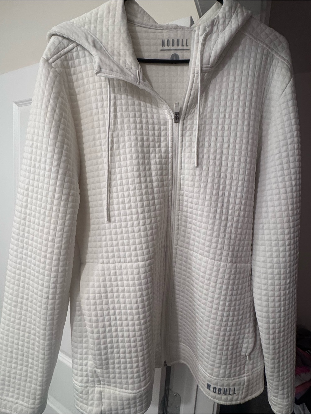 NOBULL White Quilted Full-Zip Hoodie